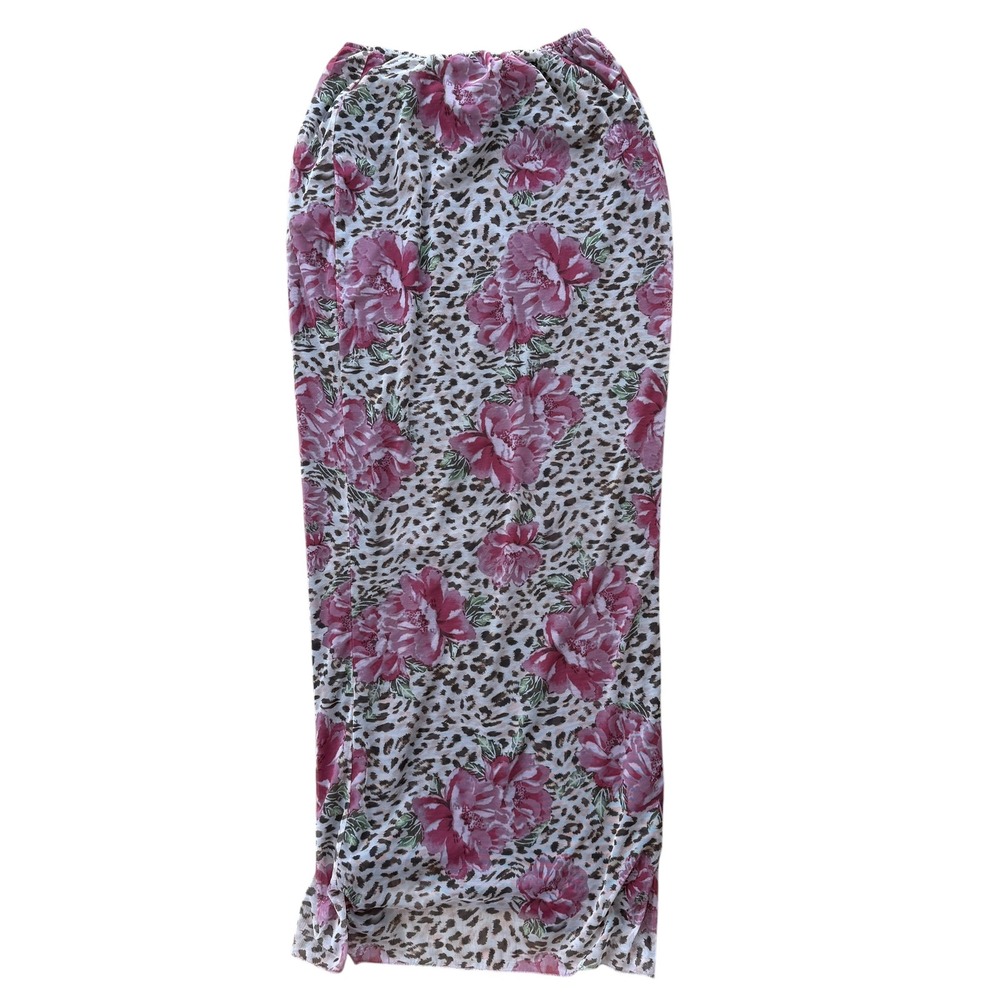 Princess Polly Mesh Back Split Maxi Skirt Animal Floral Print Cheetah Rose 4